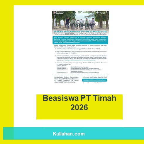 Beasiswa PT Timah 2026