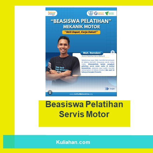 Beasiswa Pelatihan Servis Motor
