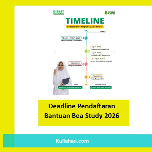 Deadline Pendaftaran Bantuan Bea Study 2026